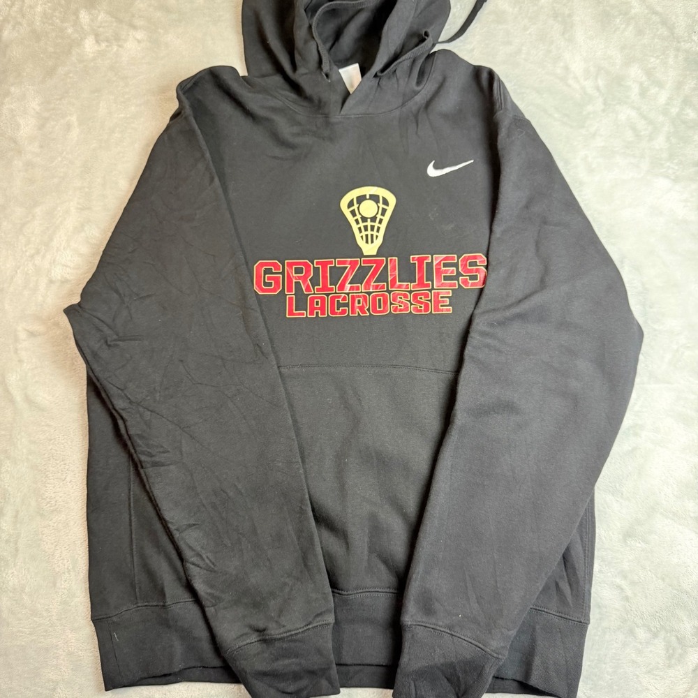 NIKE Grizzlies Lacrosse Men's M Black Fleece Pullover Hoodie Swoosh